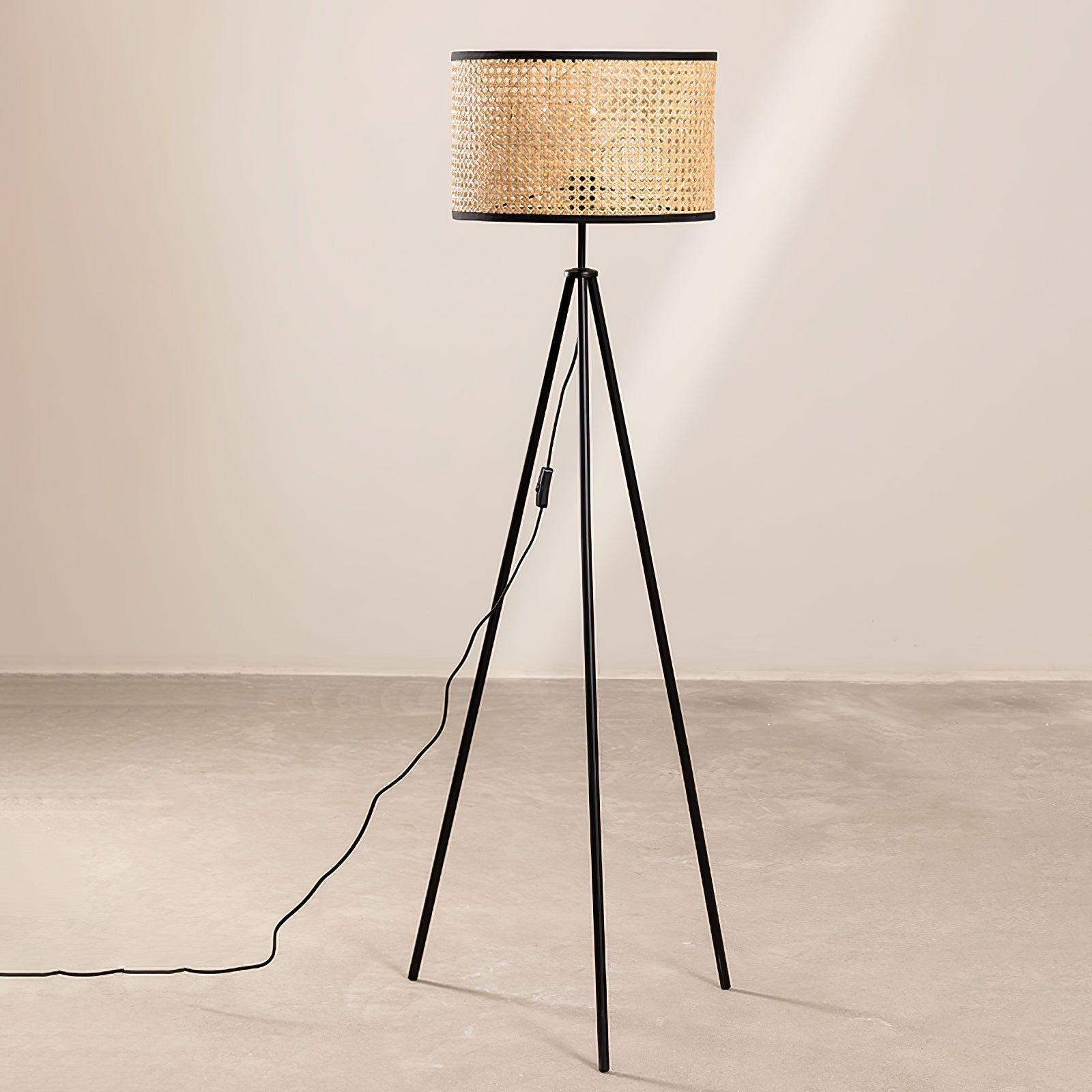 Modern Rattan Tripod Floor Lamp | Handmade & Energy Efficient