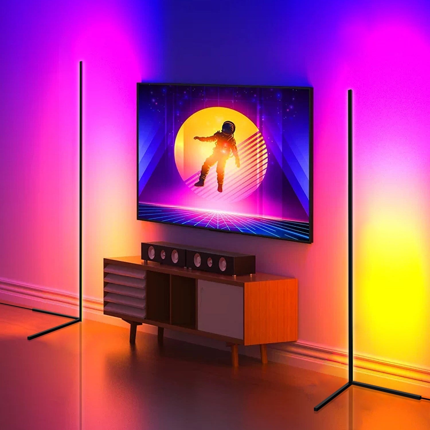 Futuristic RGB LED Floor Lamps | Remote & App Controlled Lighting