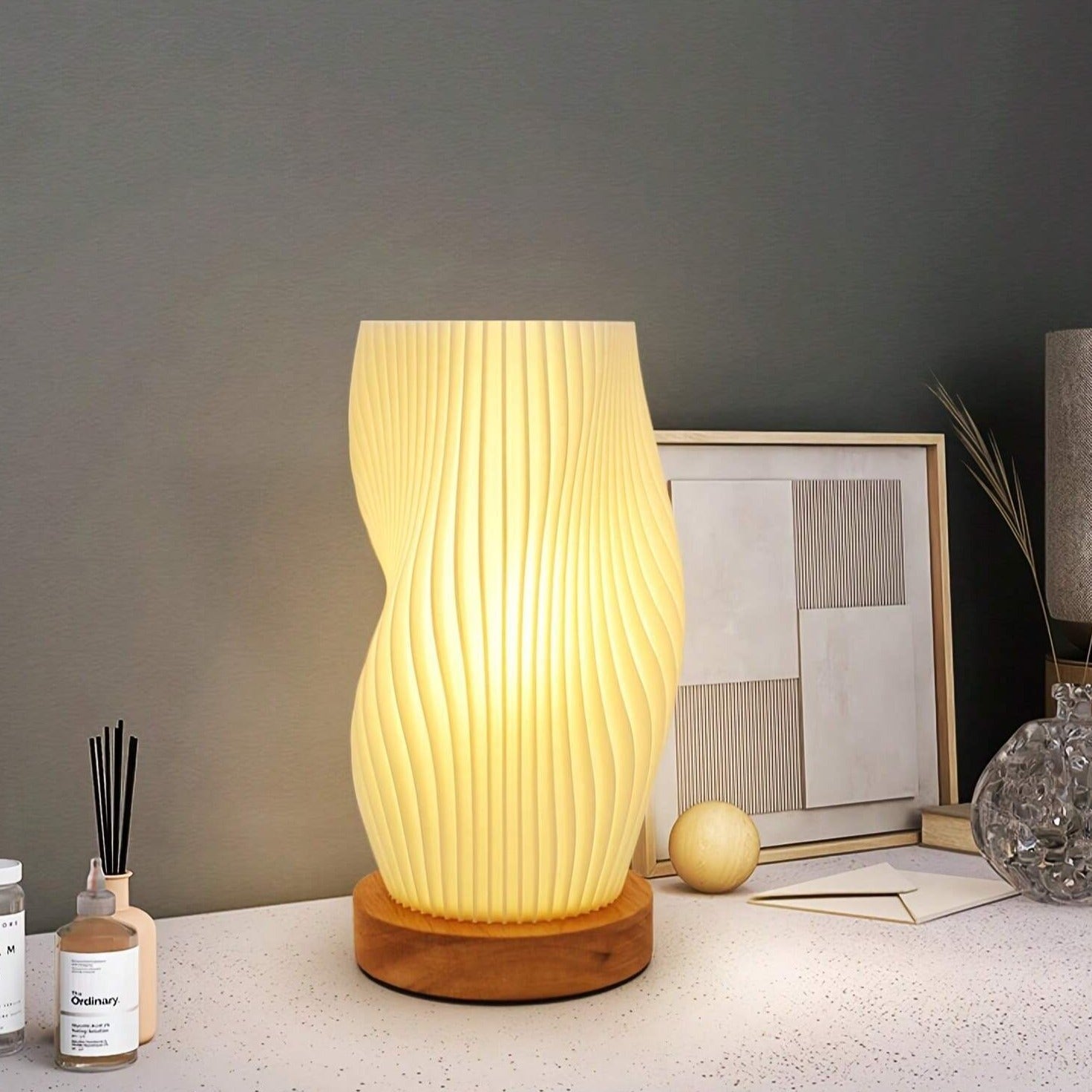 Wellenkamm Lamp | Wave Pattern Light, Adjustable Brightness, Modern Home Decor