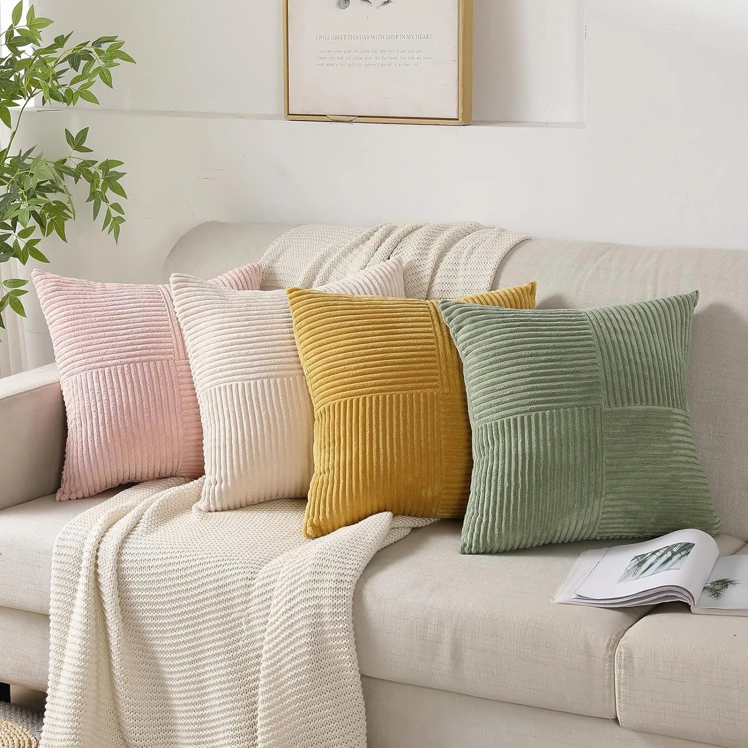 LuminaSplice - Striped Soft Pillow Covers