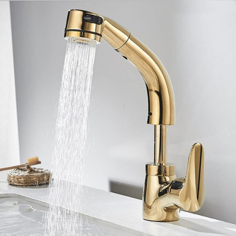 Pull-Out Lift Bathroom Faucet | Brass Mixer for Elegant Functionality