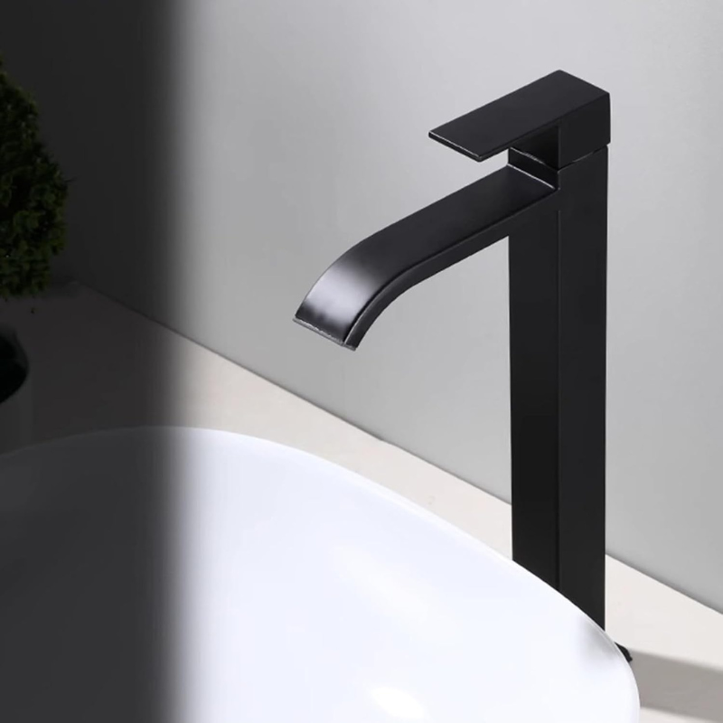 Black Cold Water Single Faucet | Sleek and Modern for Sink Mounting