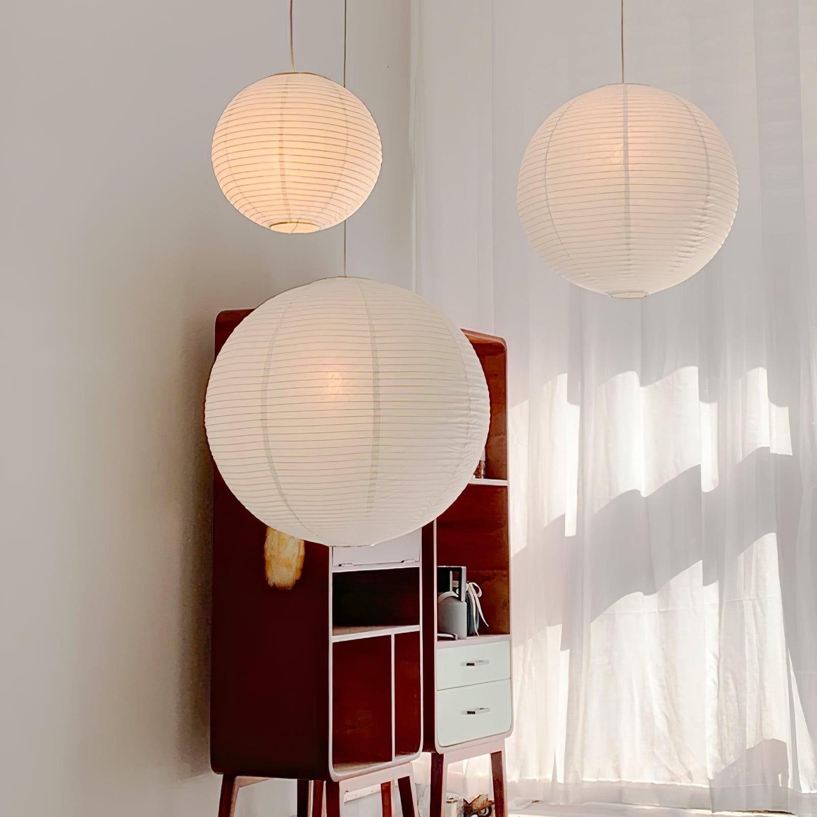 Japanese Rice Paper Pendant Lights | Warm Iron & Paper Lamps