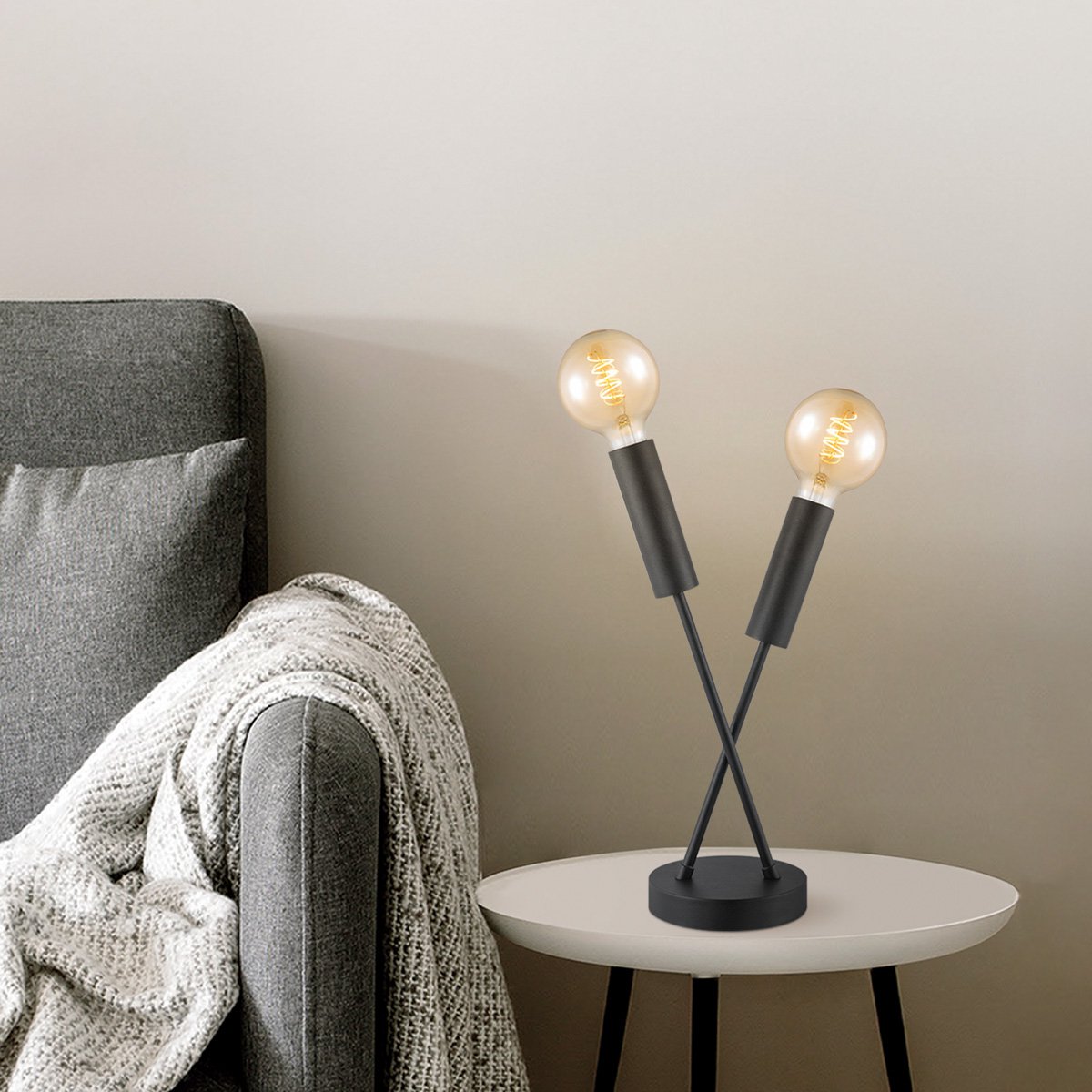 Home Sweet Home Slim Industrial Table Lamp - Black Version 16x16x46cm