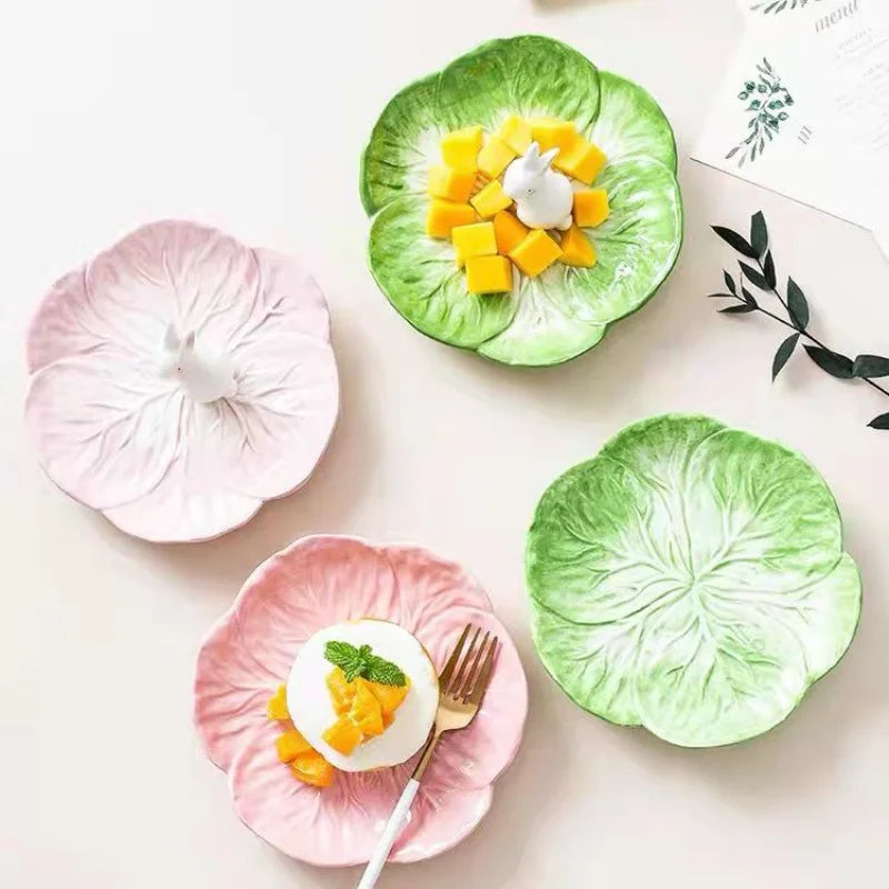 VerdeLeaf - Ceramic Salad Plate with Cabbage