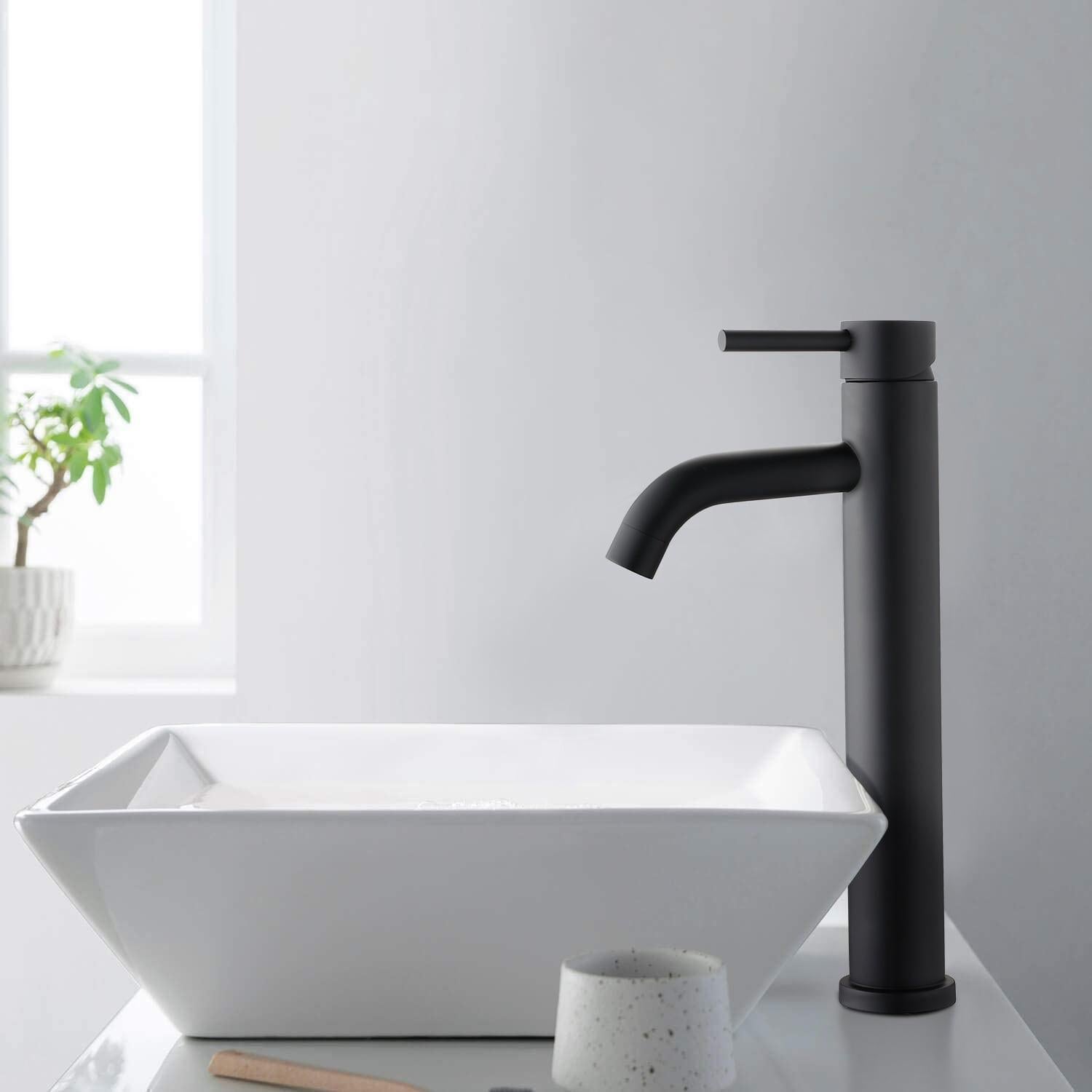 Black Cold Water Single Faucet | Sleek and Modern for Sink Mounting