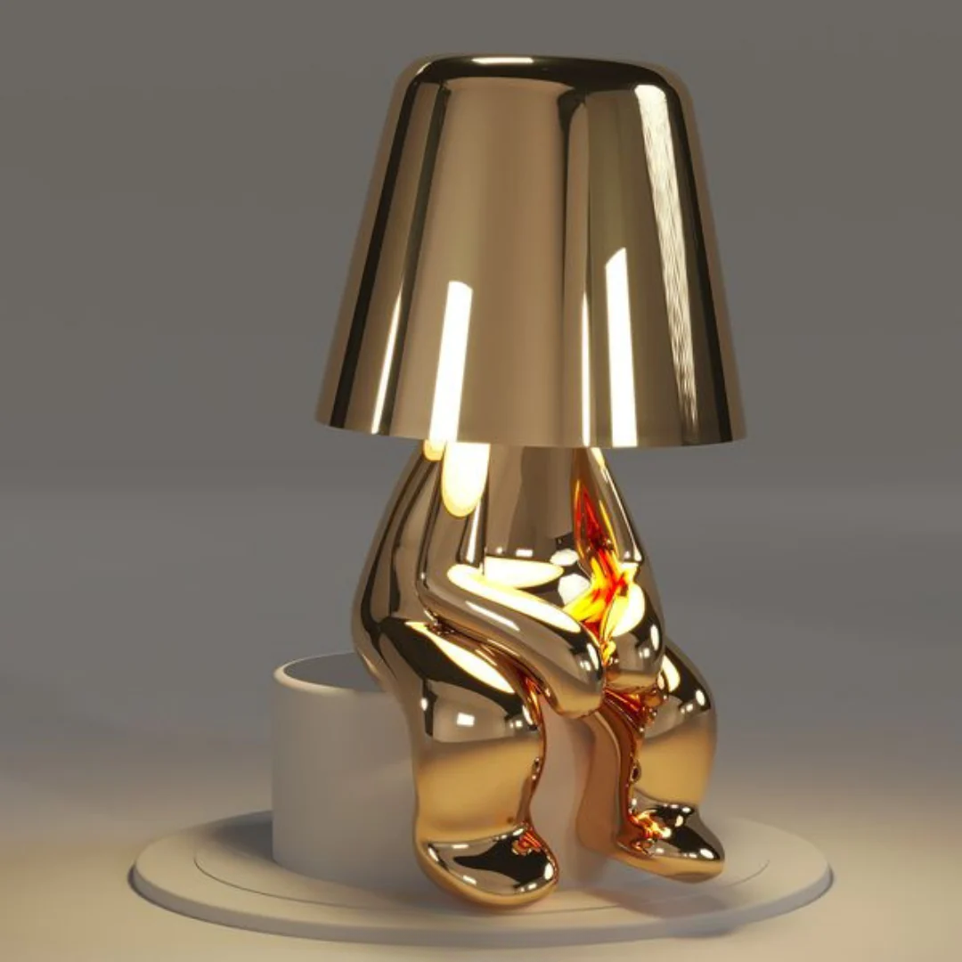 Golden USB Rechargeable Table Lamps | Dimmable Resin Lamps