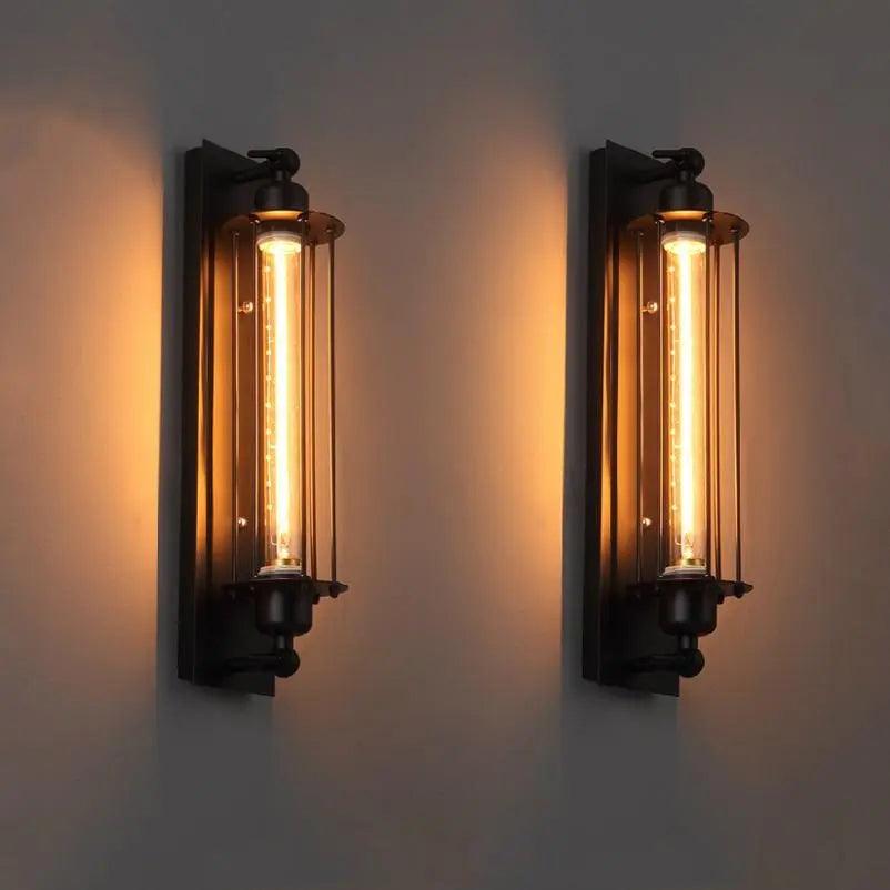 Vintage Bar Wall Light | Industrial E27 LED, Black Iron