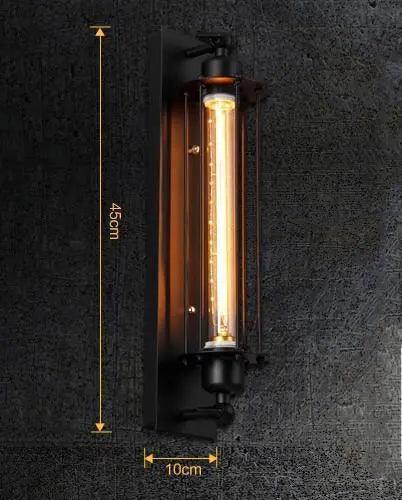 Vintage Bar Wall Light | Industrial E27 LED, Black Iron