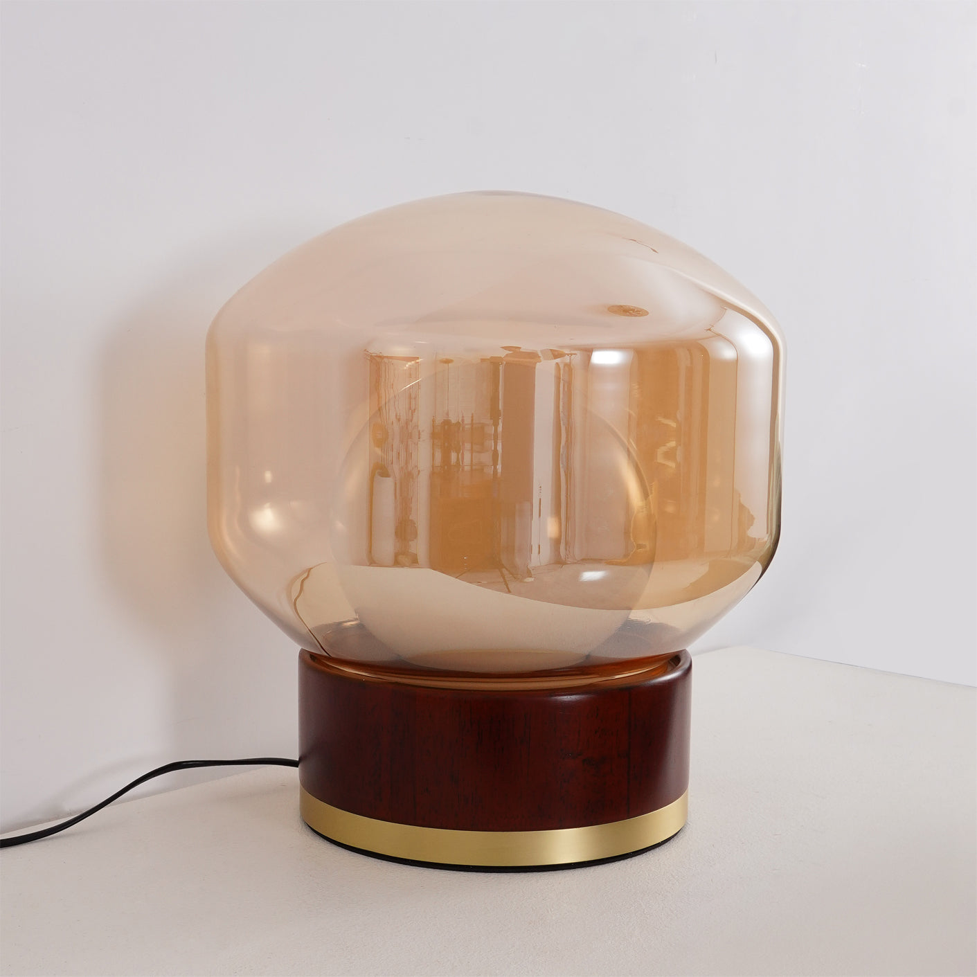 Modern Table Lamp |  Metal Base, LED, Glass Shade