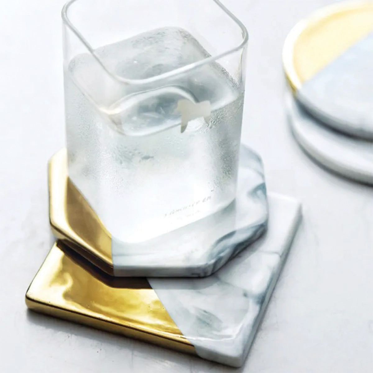 Ivory Marble Coaster Set | Elegant and Durable Coasters