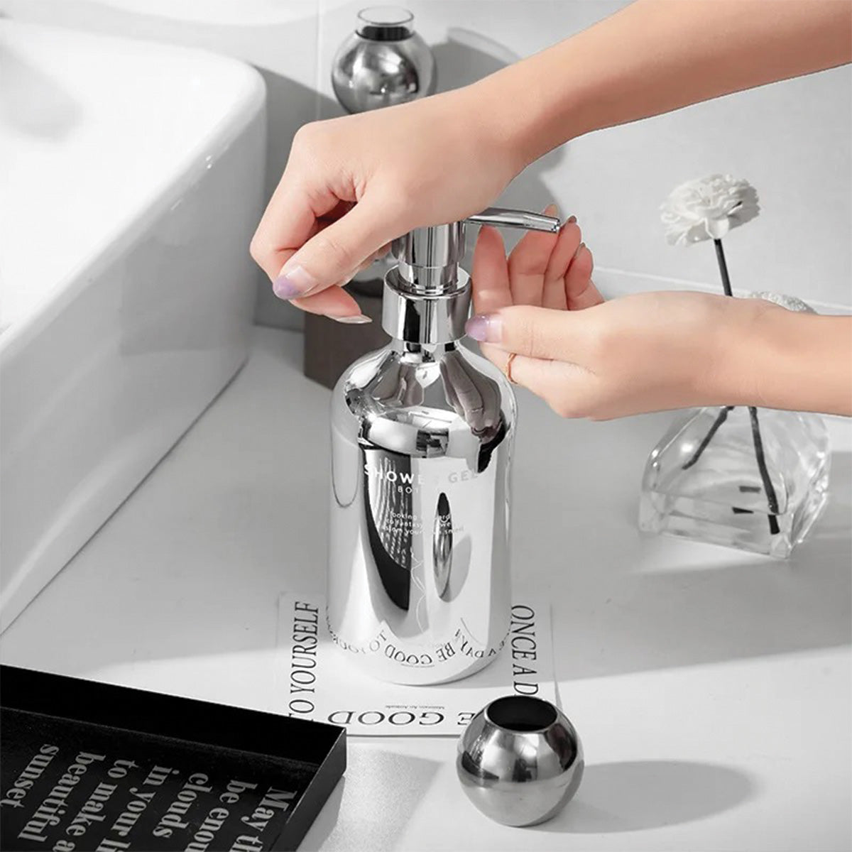 Chrome Soap Pump Set | Modern Design, Stylish Bathroom Accessory