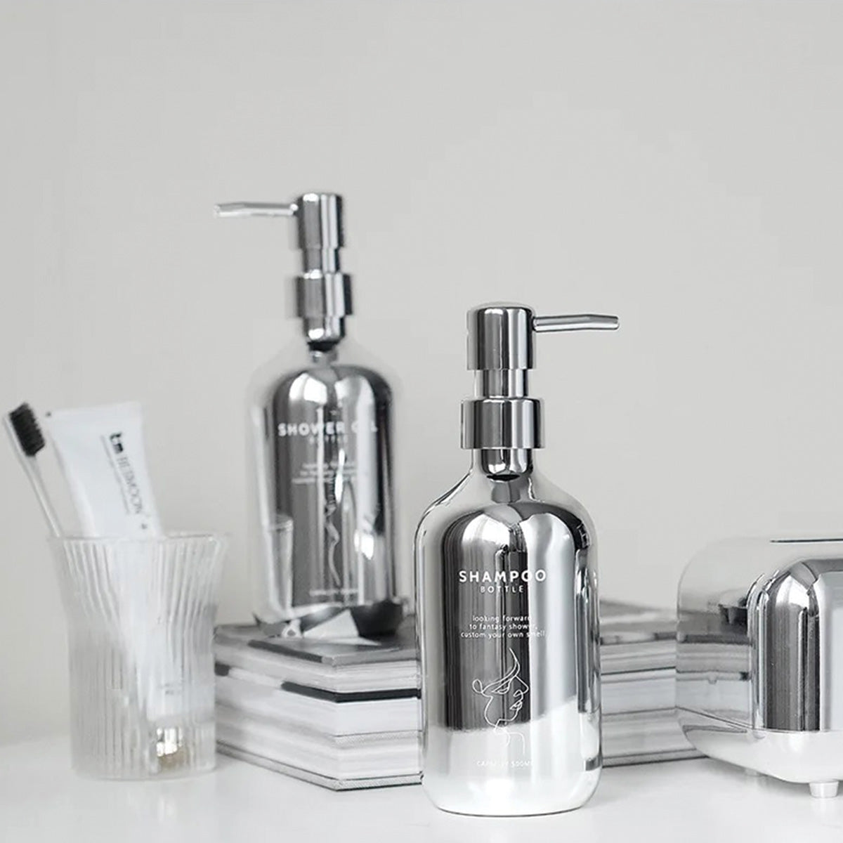 Chrome Soap Pump Set | Modern Design, Stylish Bathroom Accessory