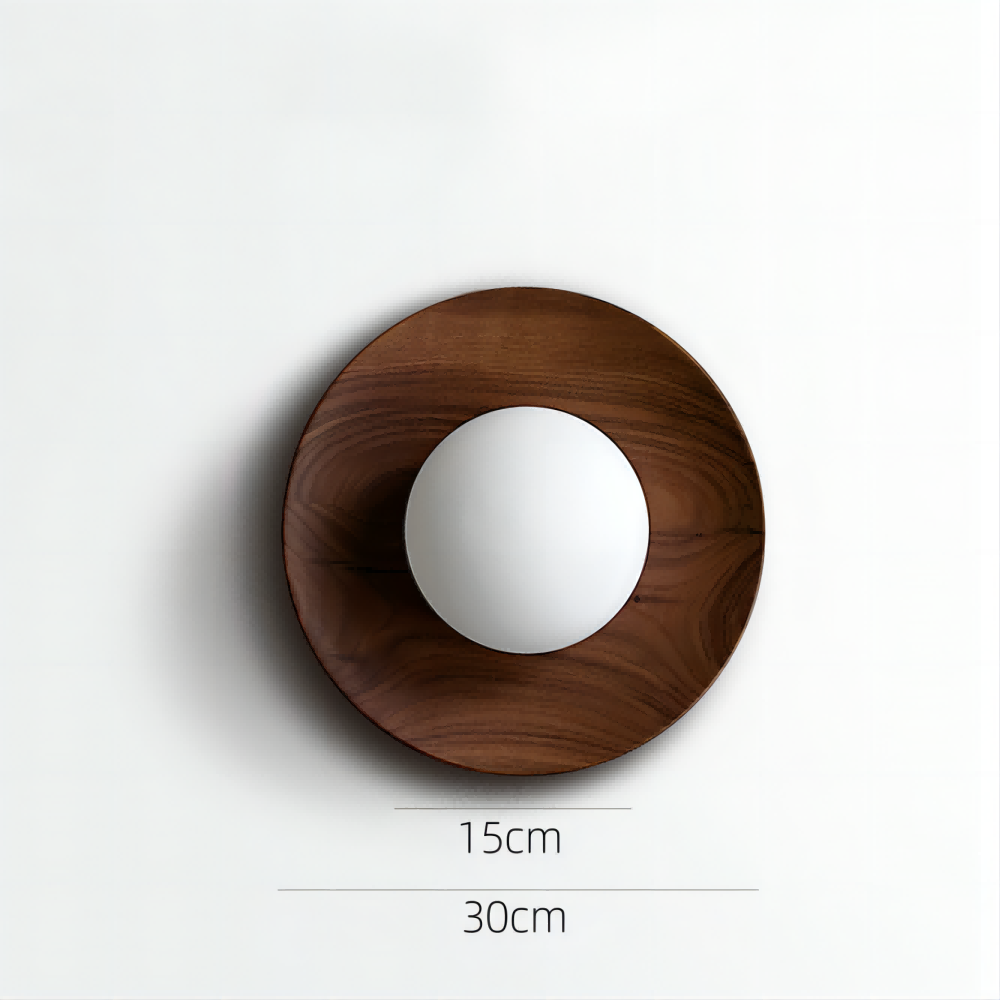 Contemporary Glass Wall Lamp |  Wooden Plate, LED Lighting