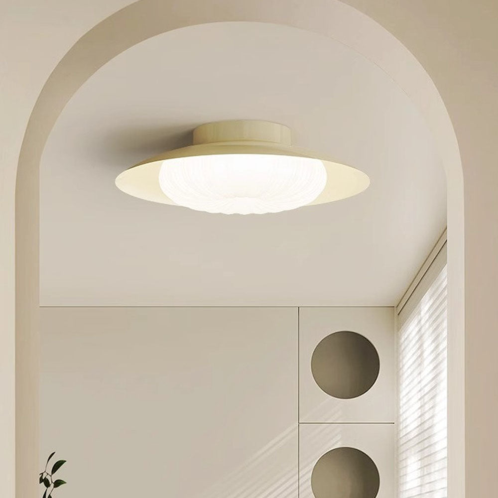 Modern Cream Semi | Flush Mount Ceiling Light – LED Compatible