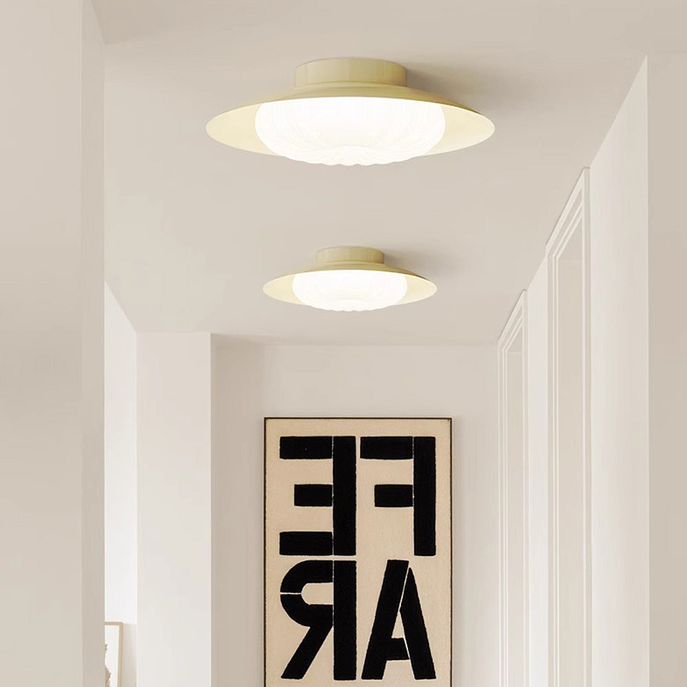 Modern Cream Semi | Flush Mount Ceiling Light – LED Compatible