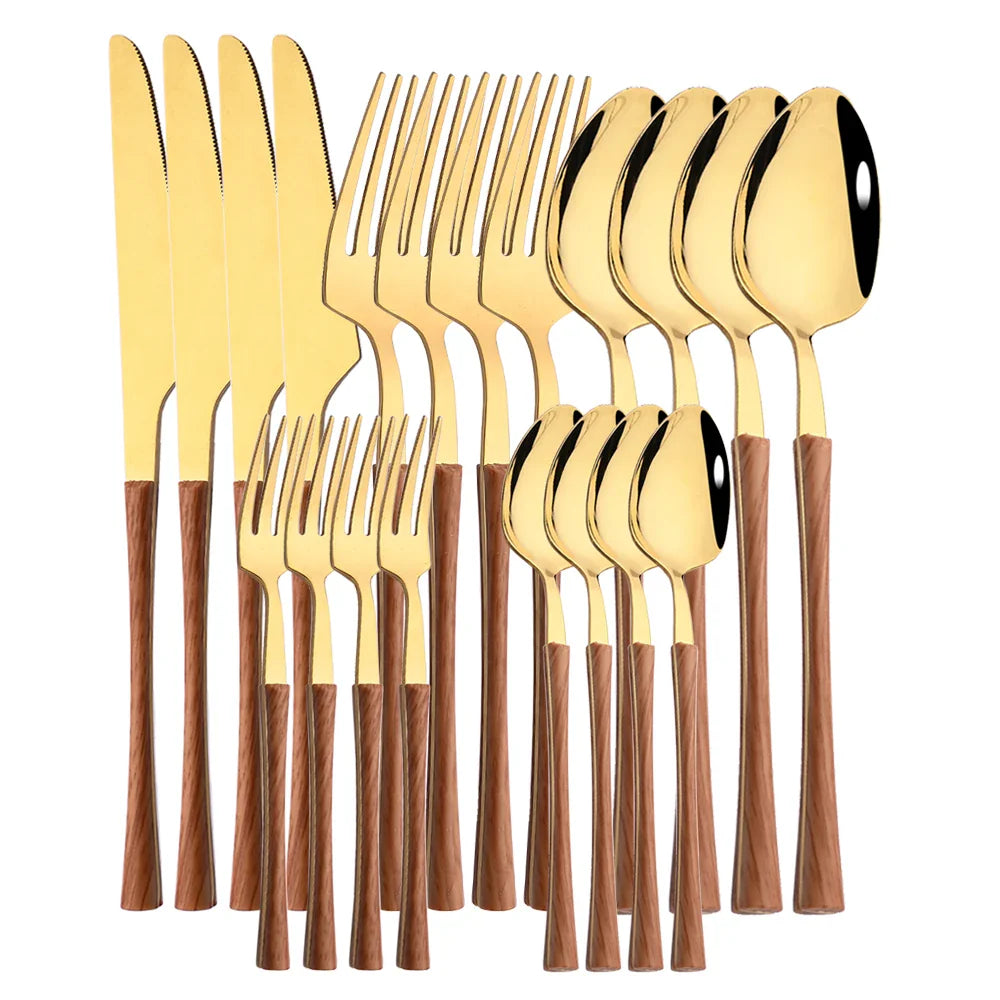 RusticDining | Stainless Steel Cutlery with Wooden Handles