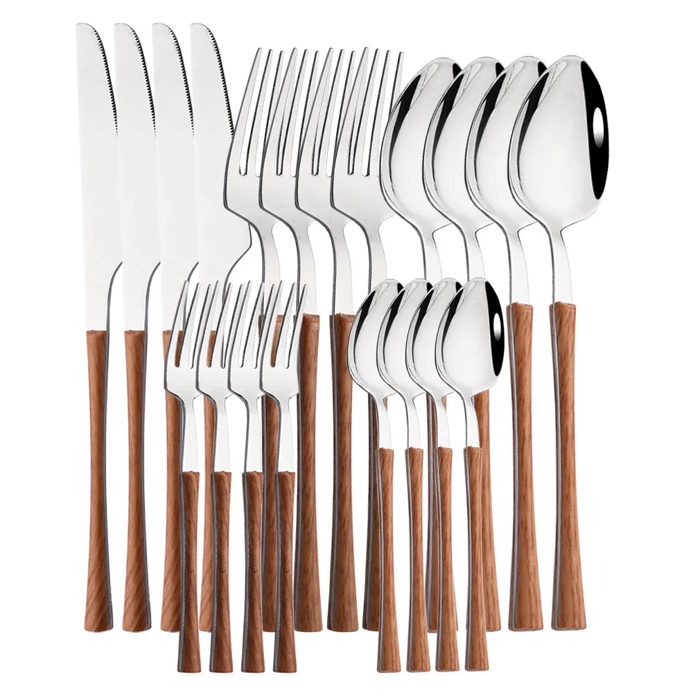 RusticDining | Stainless Steel Cutlery with Wooden Handles