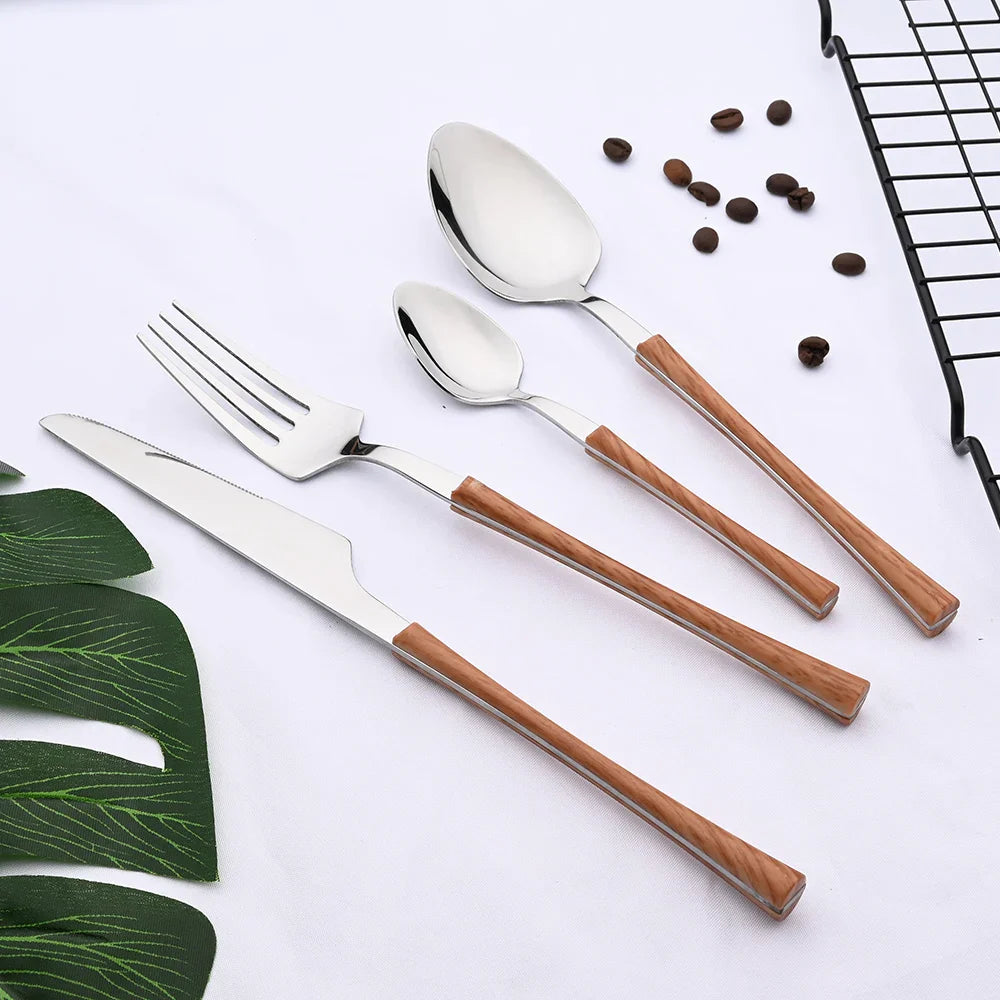 RusticDining | Stainless Steel Cutlery with Wooden Handles