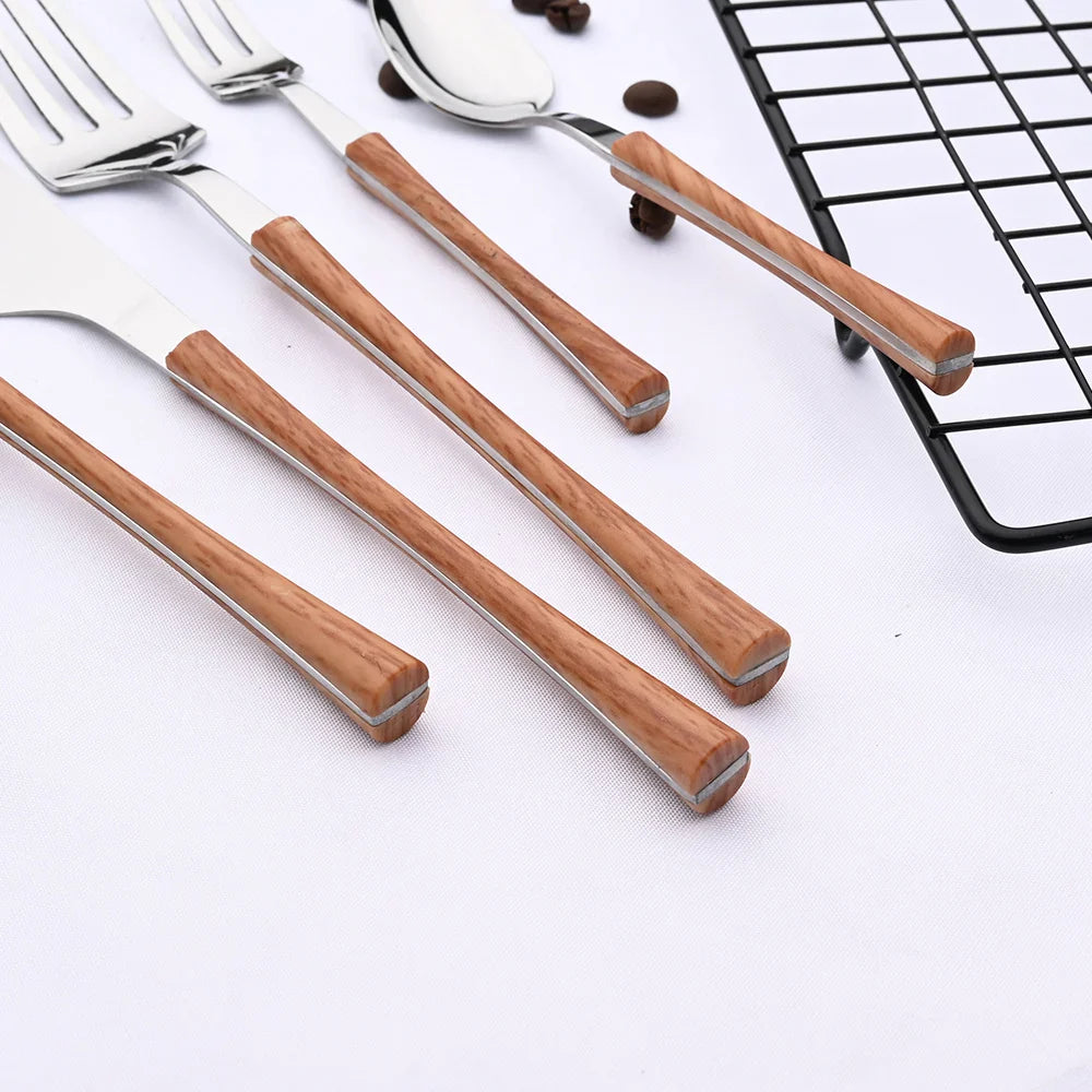 RusticDining | Stainless Steel Cutlery with Wooden Handles