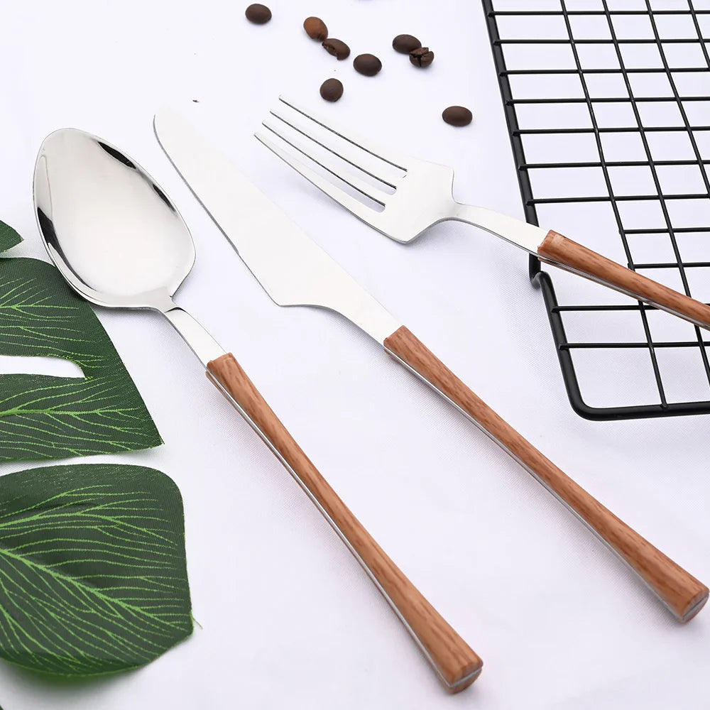 RusticDining | Stainless Steel Cutlery with Wooden Handles