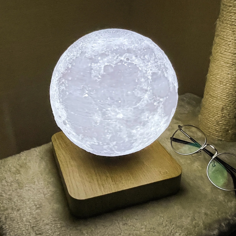 Floating Moon Lamp | 3D Printed LED Light, Touch & Remote Control, Magnetic Levitation