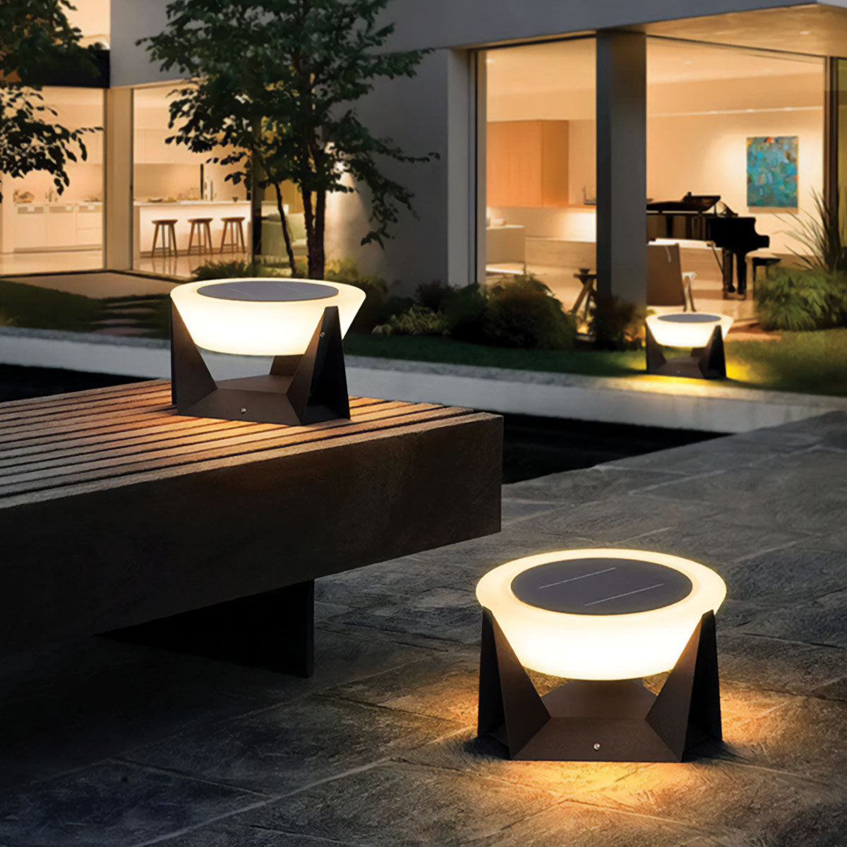 Modern Solar Floor Lamp | IP65 Stainless Steel, Adjustable Height, LED Included