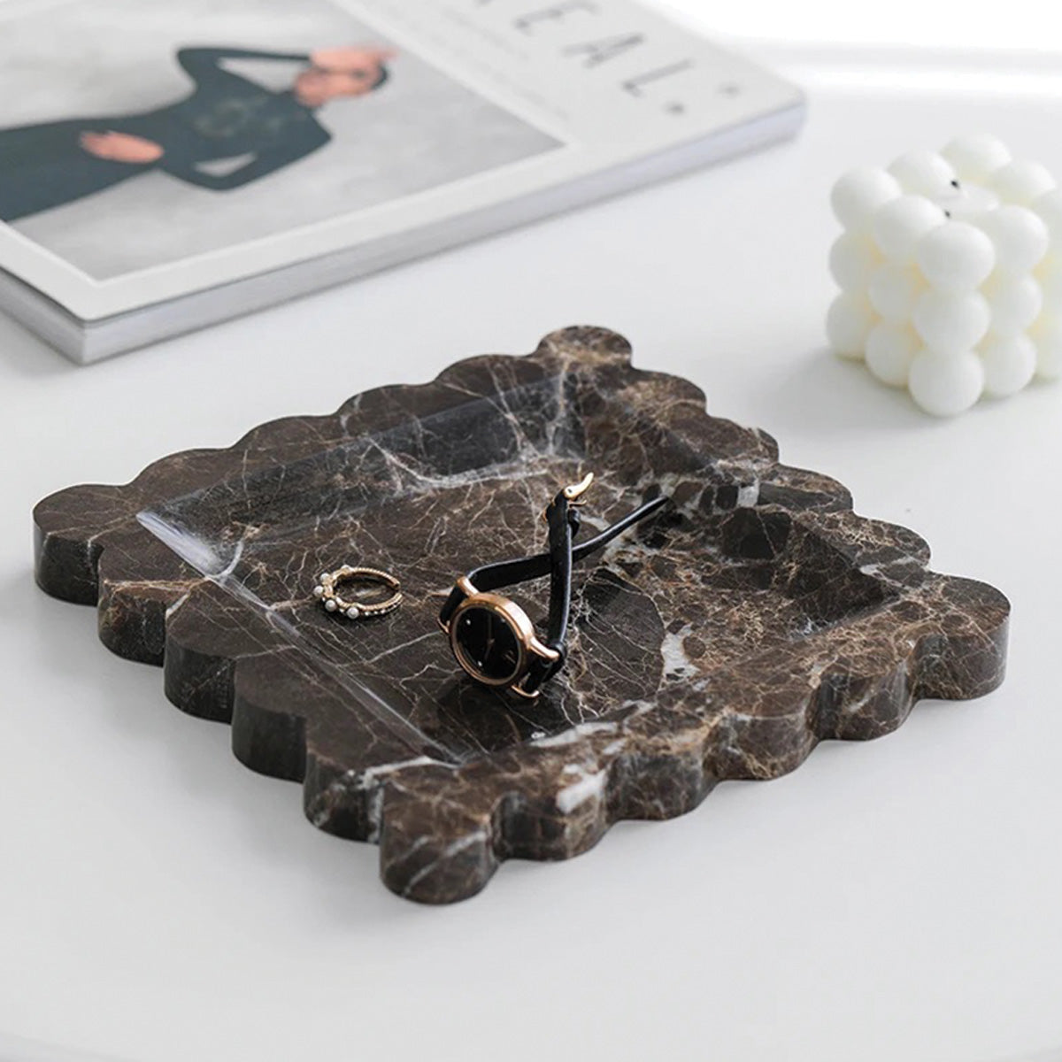 Marble Trays with Wavy Edges | Elegant Stone Serving Ware