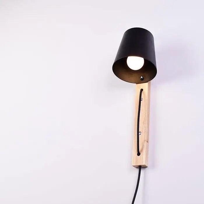 Nordic Wooden Wall Lamp | Black Finish, E27 Socket, AC Power