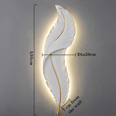 FederAura - Modern White Feather Wall Lamp