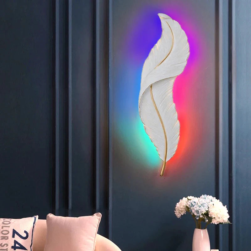 FederAura - Modern White Feather Wall Lamp