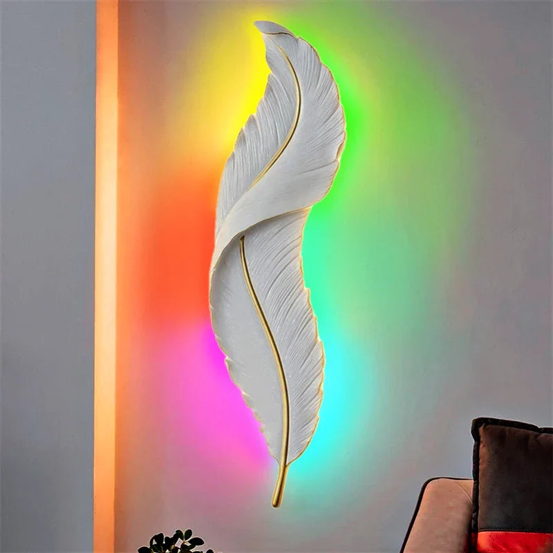 FederAura - Modern White Feather Wall Lamp