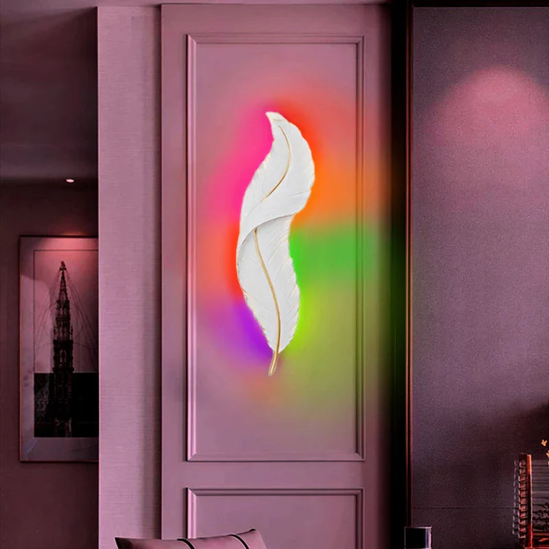 FederAura - Modern White Feather Wall Lamp