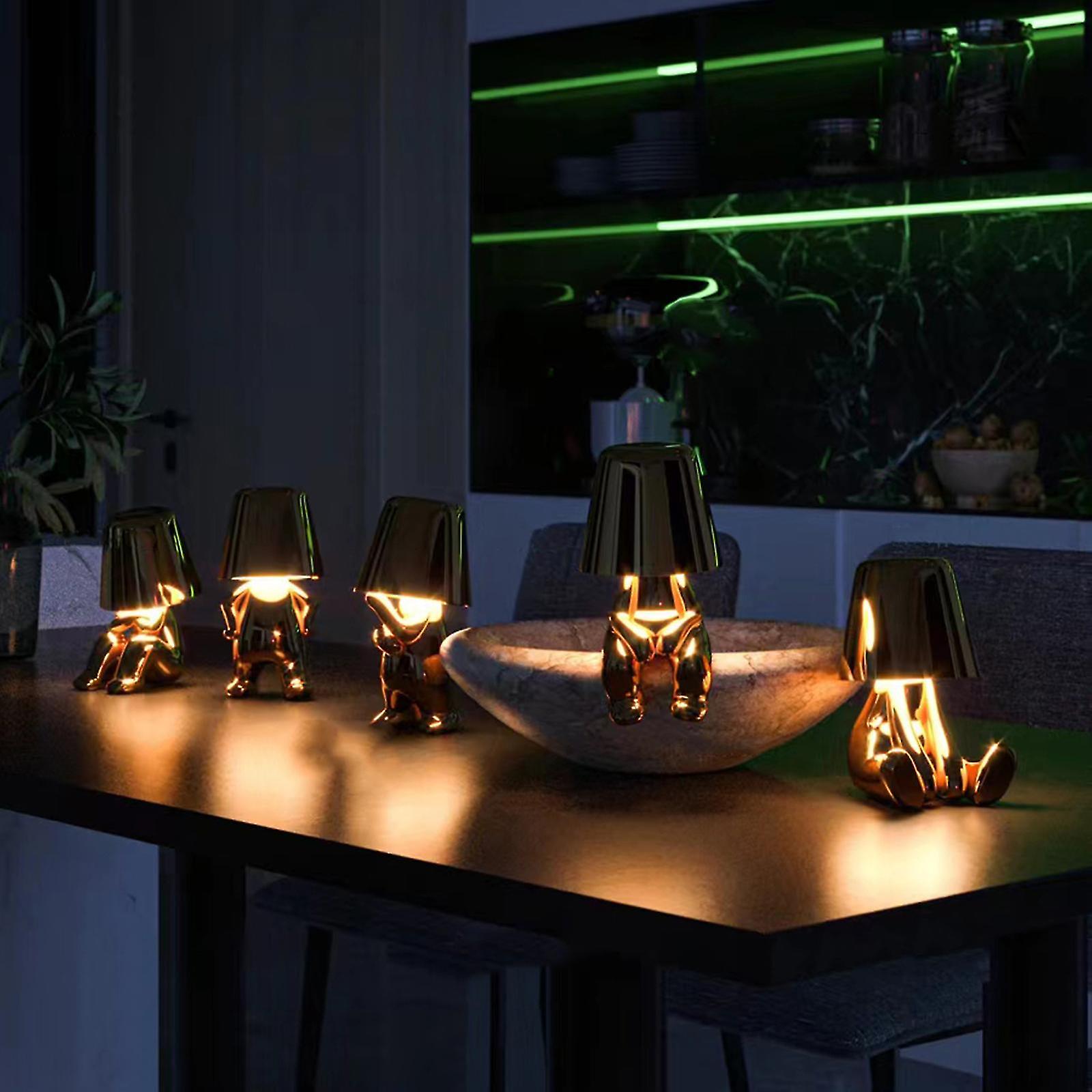 Golden USB Rechargeable Table Lamps | Dimmable Resin Lamps