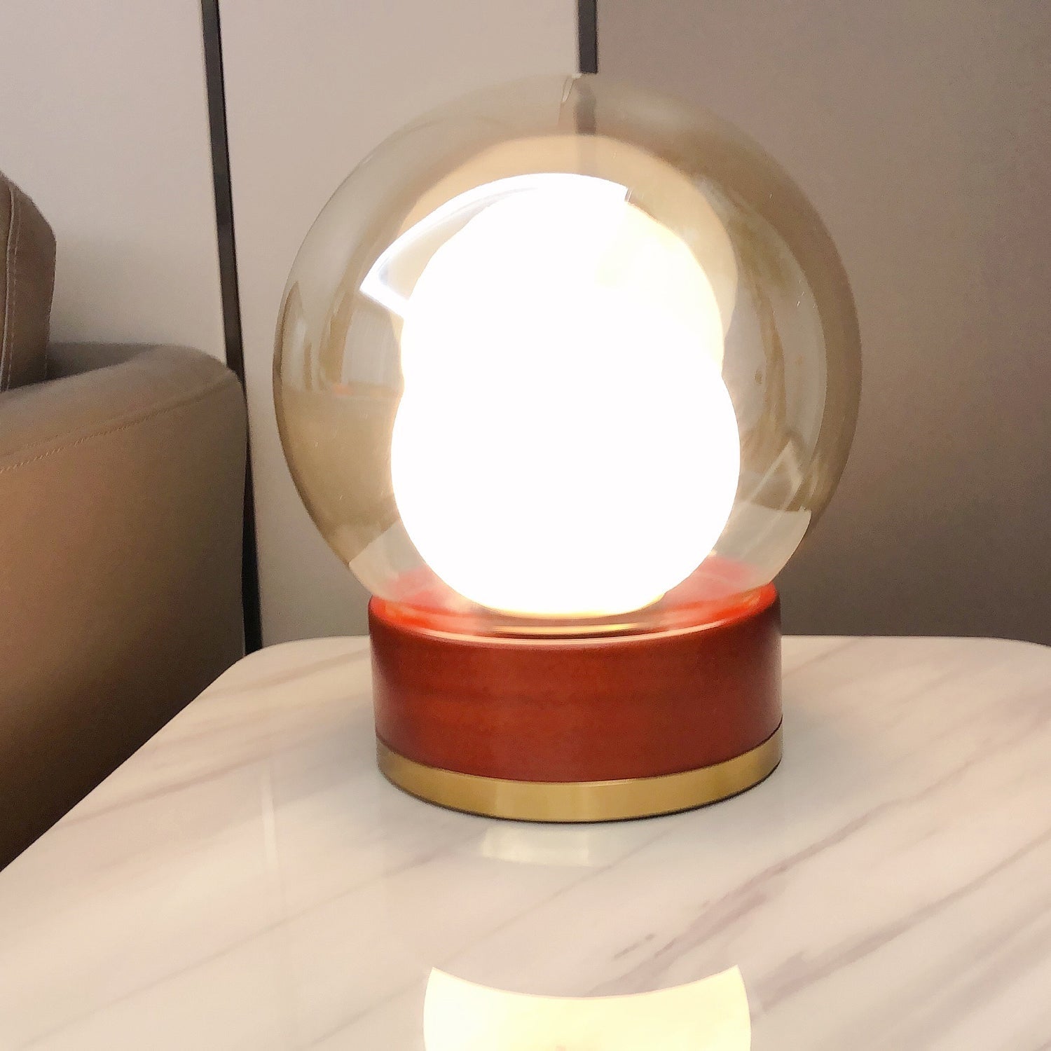 Modern Table Lamp |  Metal Base, LED, Glass Shade