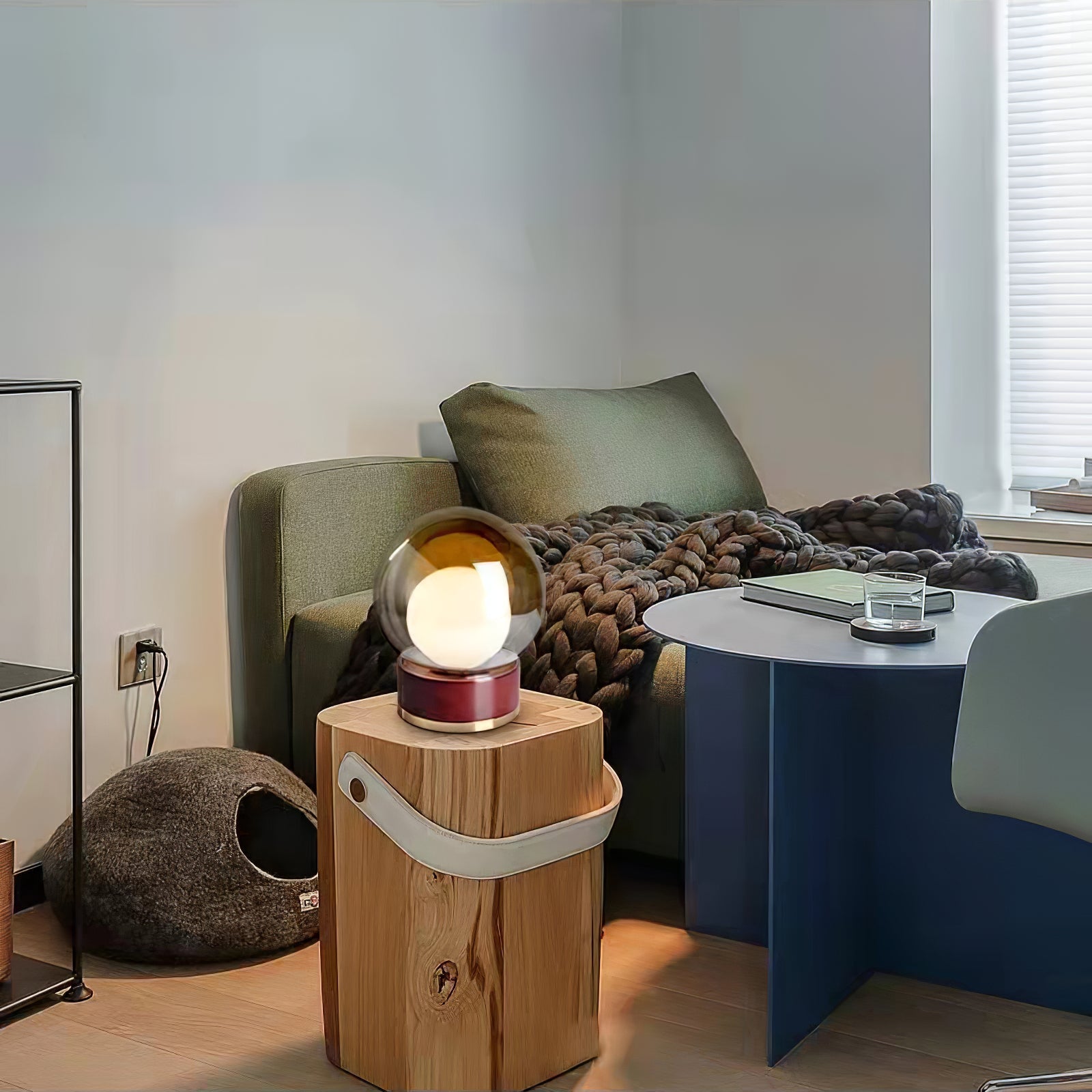 Modern Table Lamp |  Metal Base, LED, Glass Shade