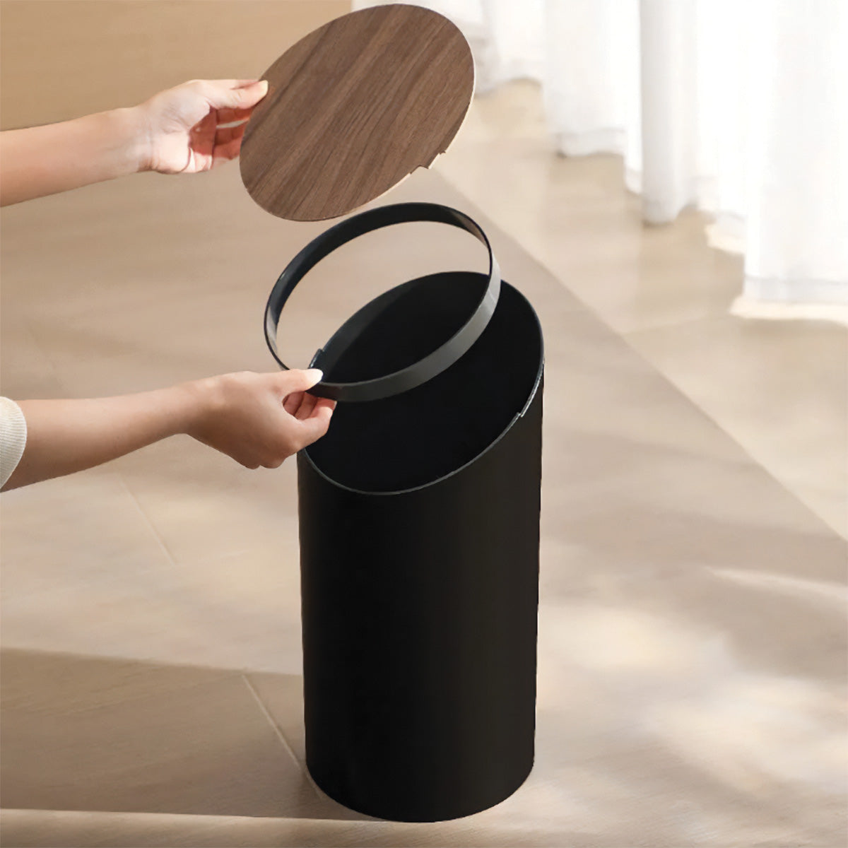 Slanted Maple Waste Bin | Modern Wood Design for Stylish Waste Management