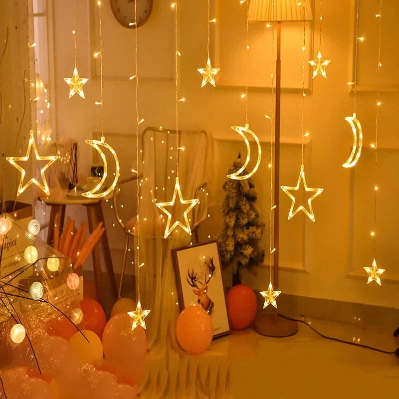 Festive Lights - Star and Moon Shaped Garland