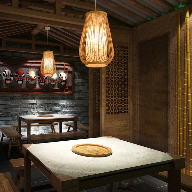 BambooHarmony | Serene Pendant Lamp for Tea Rooms