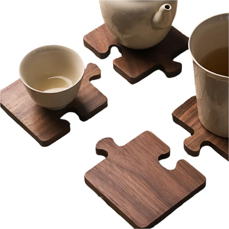 Walnut - Puzzle Coasters | Stylish Functional Wooden Tabletop Solution