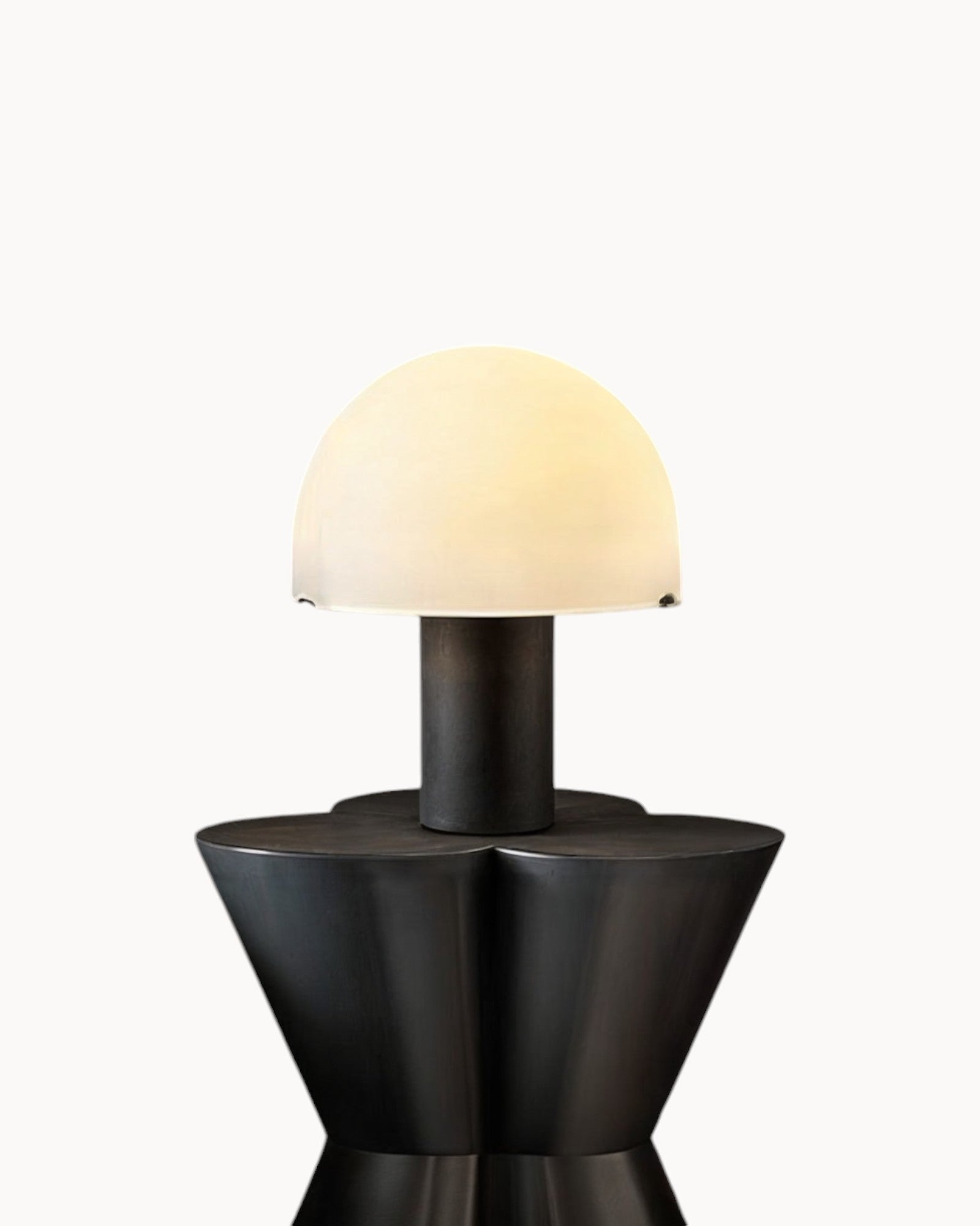 Mira Glow - Mushroom-shaped Table Lamp Black - Glass and Metal - E27 Socket - 23x23x28cm