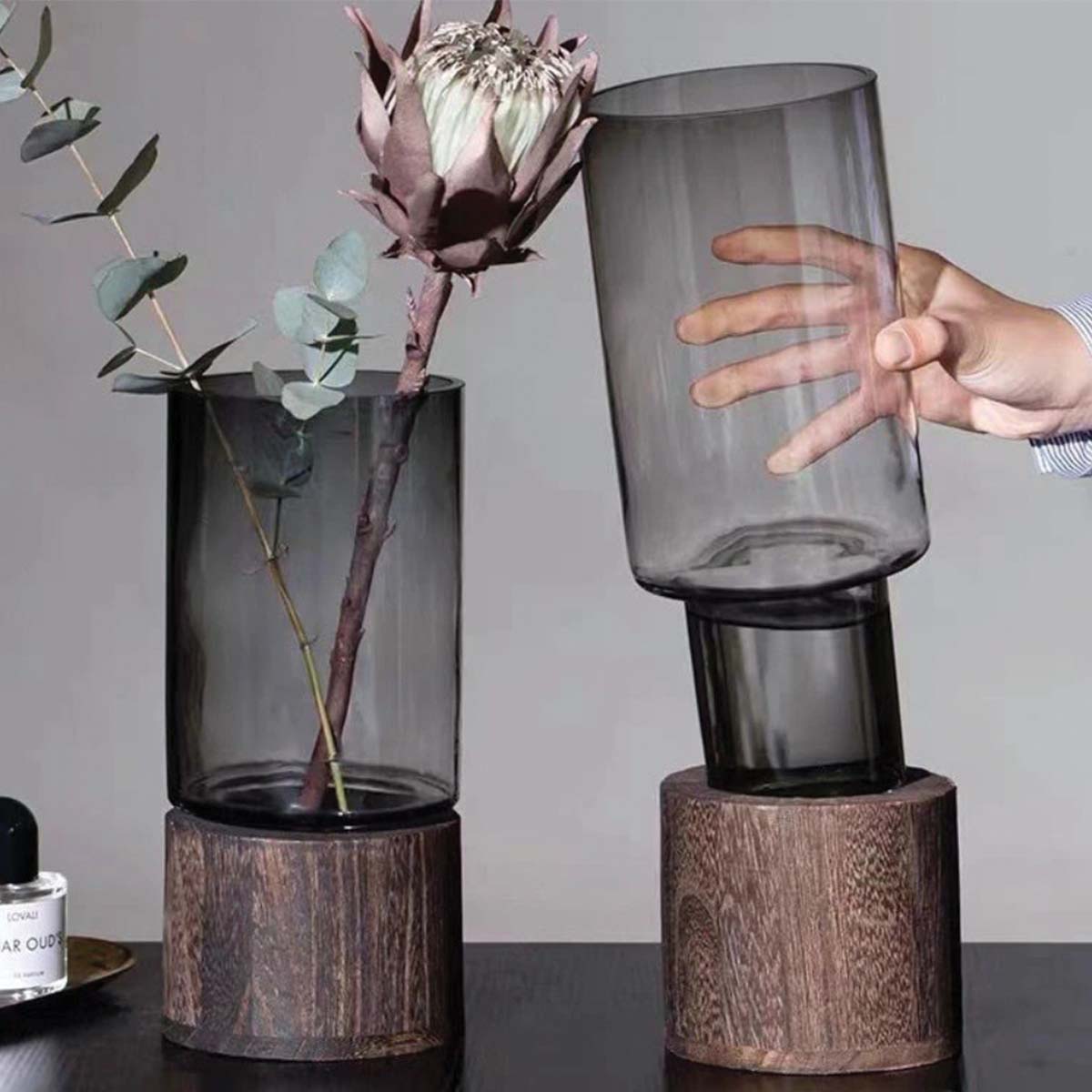 Glass Wood Flower Vases | Elegant Decorative Vases