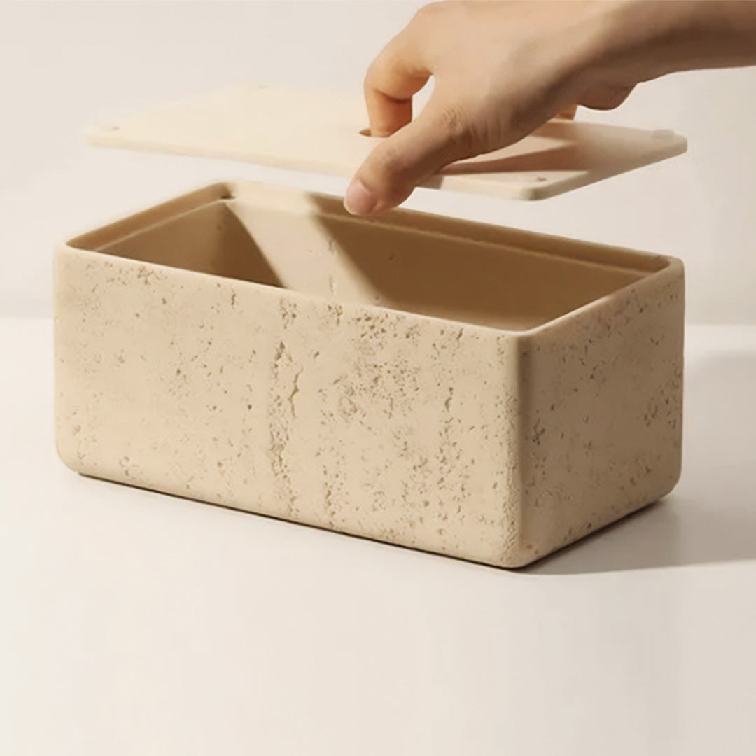 Natural Travertine Tissue Box | Elegant Stone Tissue Holder for Luxurious Decor