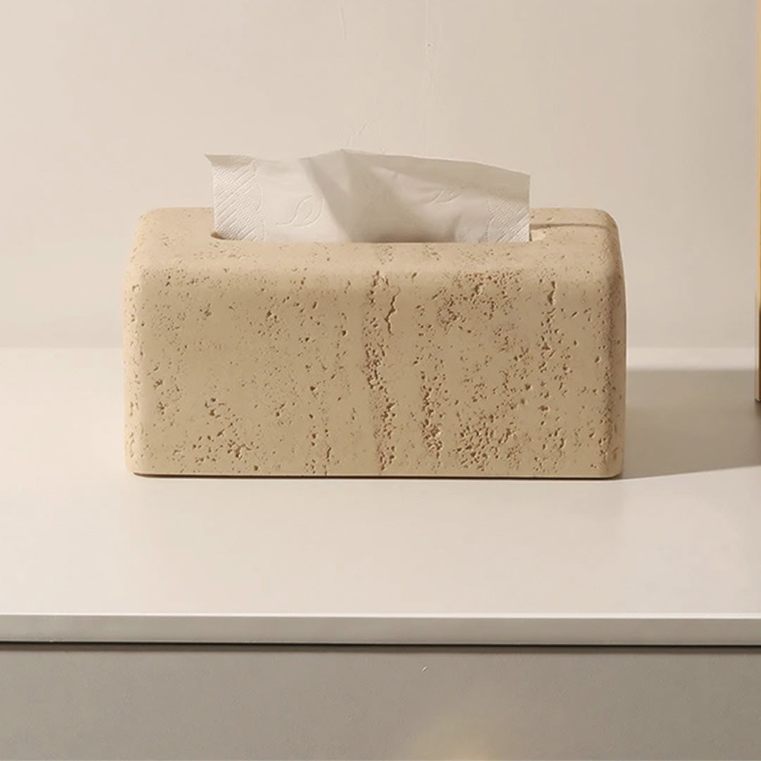 Natural Travertine Tissue Box | Elegant Stone Tissue Holder for Luxurious Decor