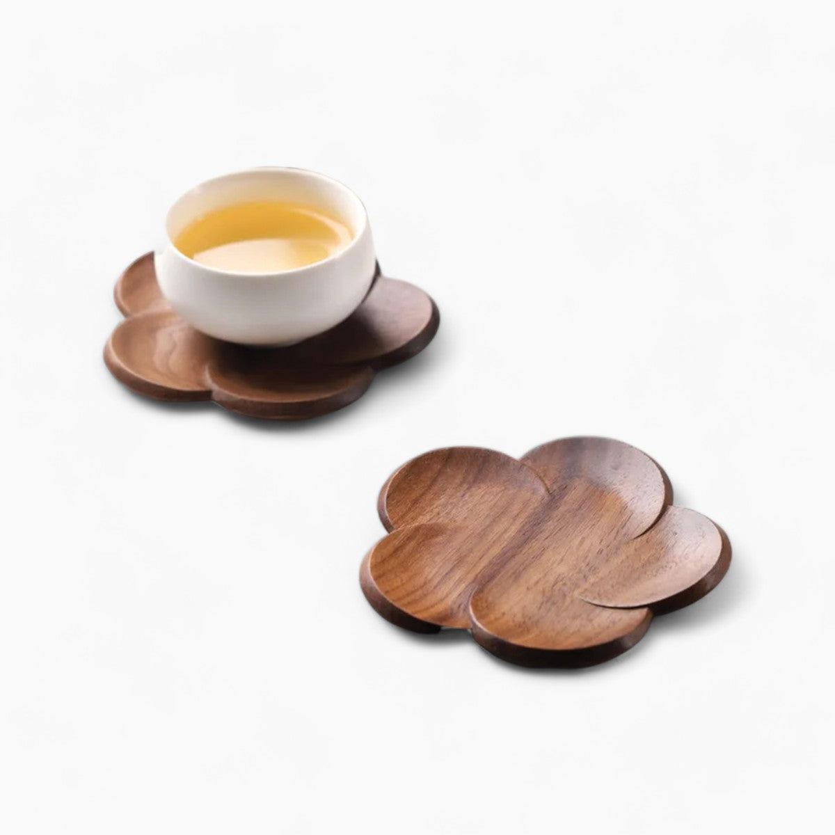 Walnut Bloom Coaster Set | Elegant Walnut Coasters for Stylish Tables