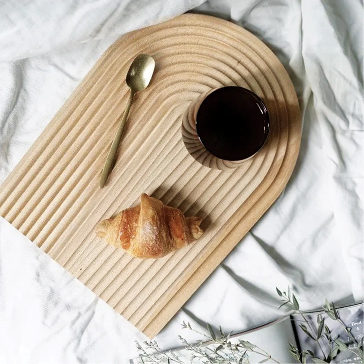 Wavy Wood Tray | Elegant Natural Wooden Serving Tray, Stylish Home Accessory