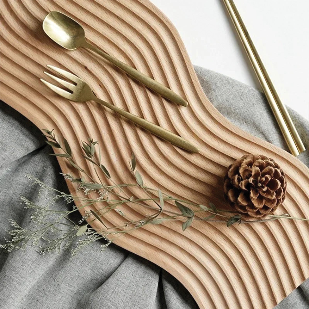 Wavy Wood Tray | Elegant Natural Wooden Serving Tray, Stylish Home Accessory