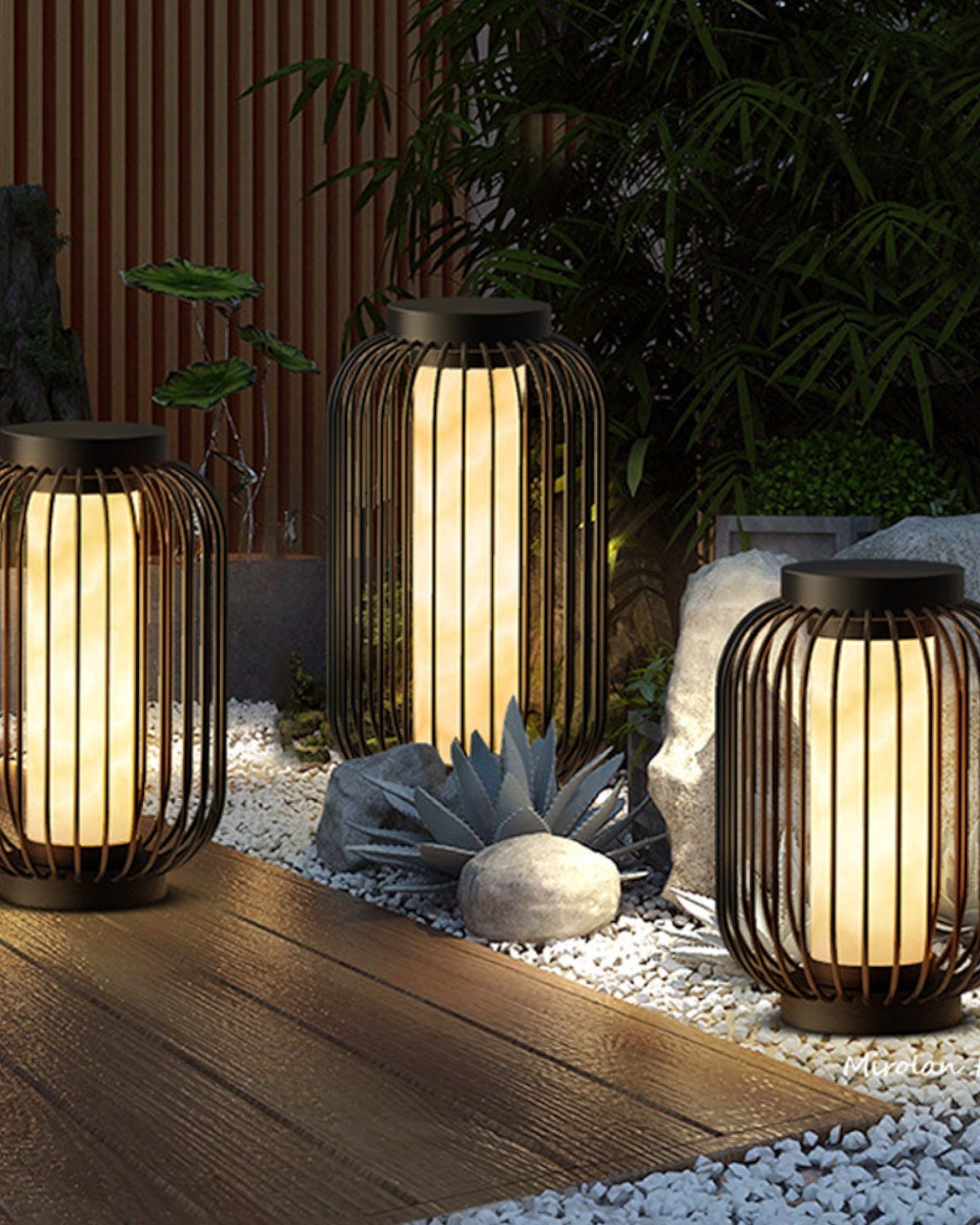 Luna Beam Outdoor Lamp – Brown Metal, Warm White Light, IP65 – Ideal for Garden and Balcony