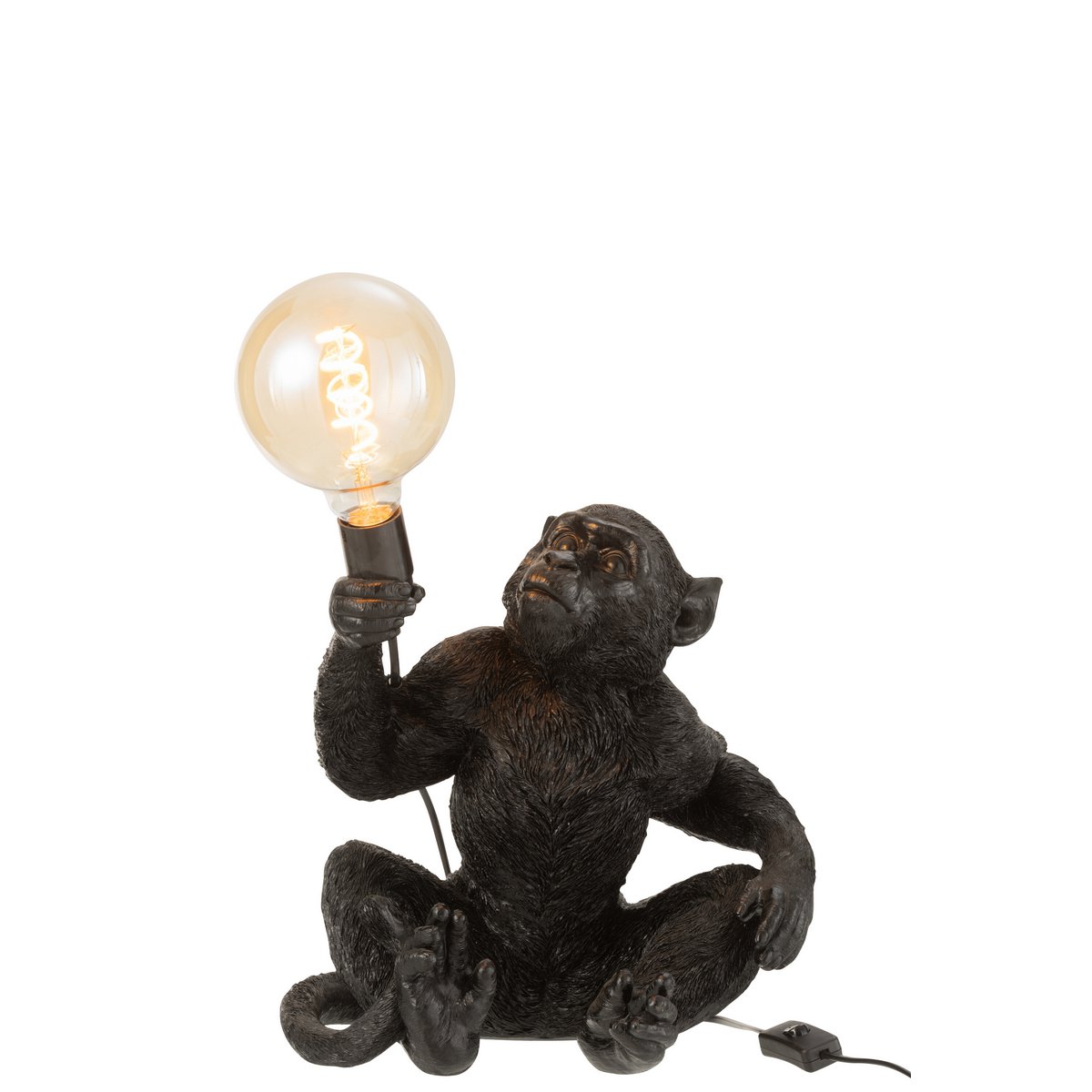 J-Line Monkey Sitting Lamp - Polyresin - black