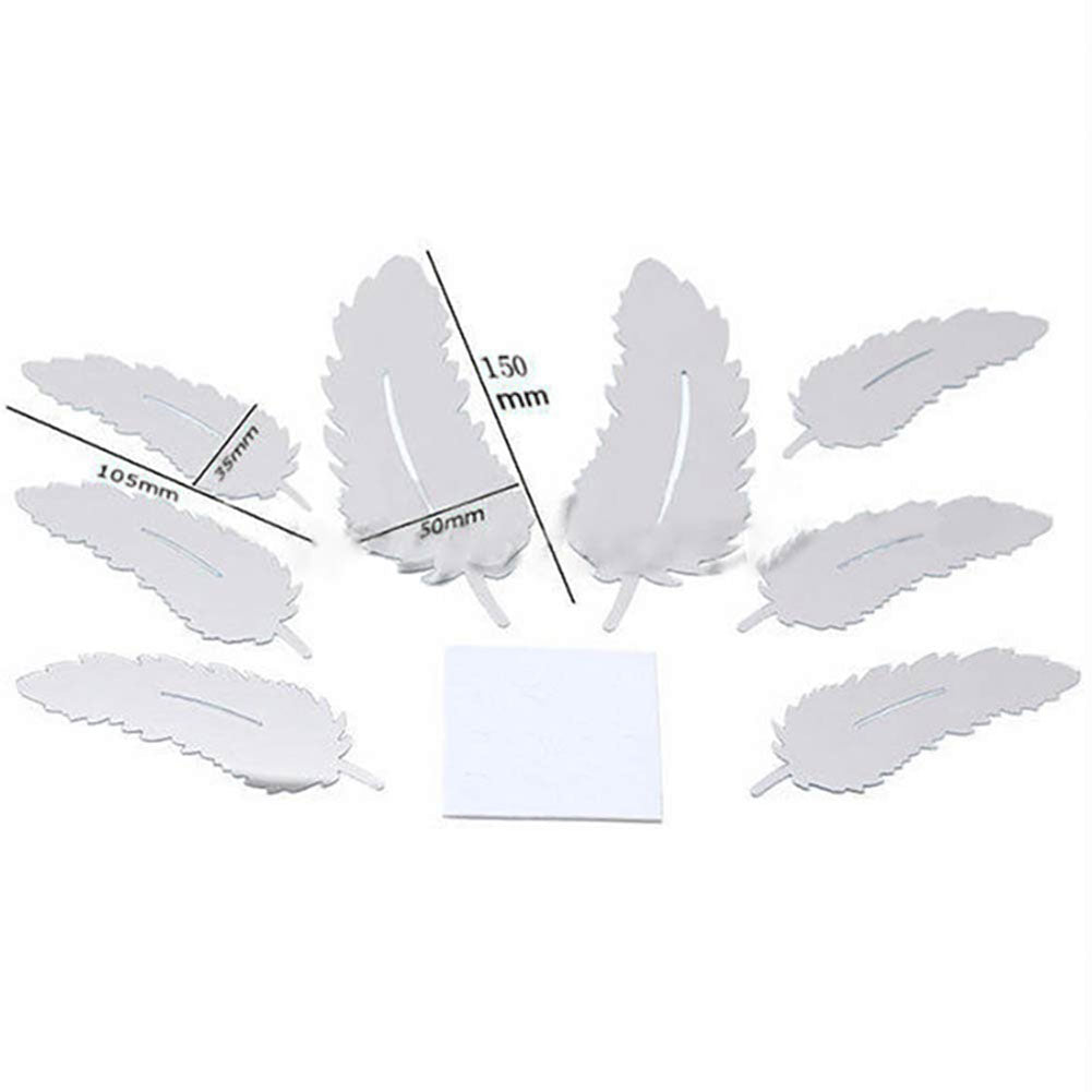 3D Silver Feather Wall Sticker